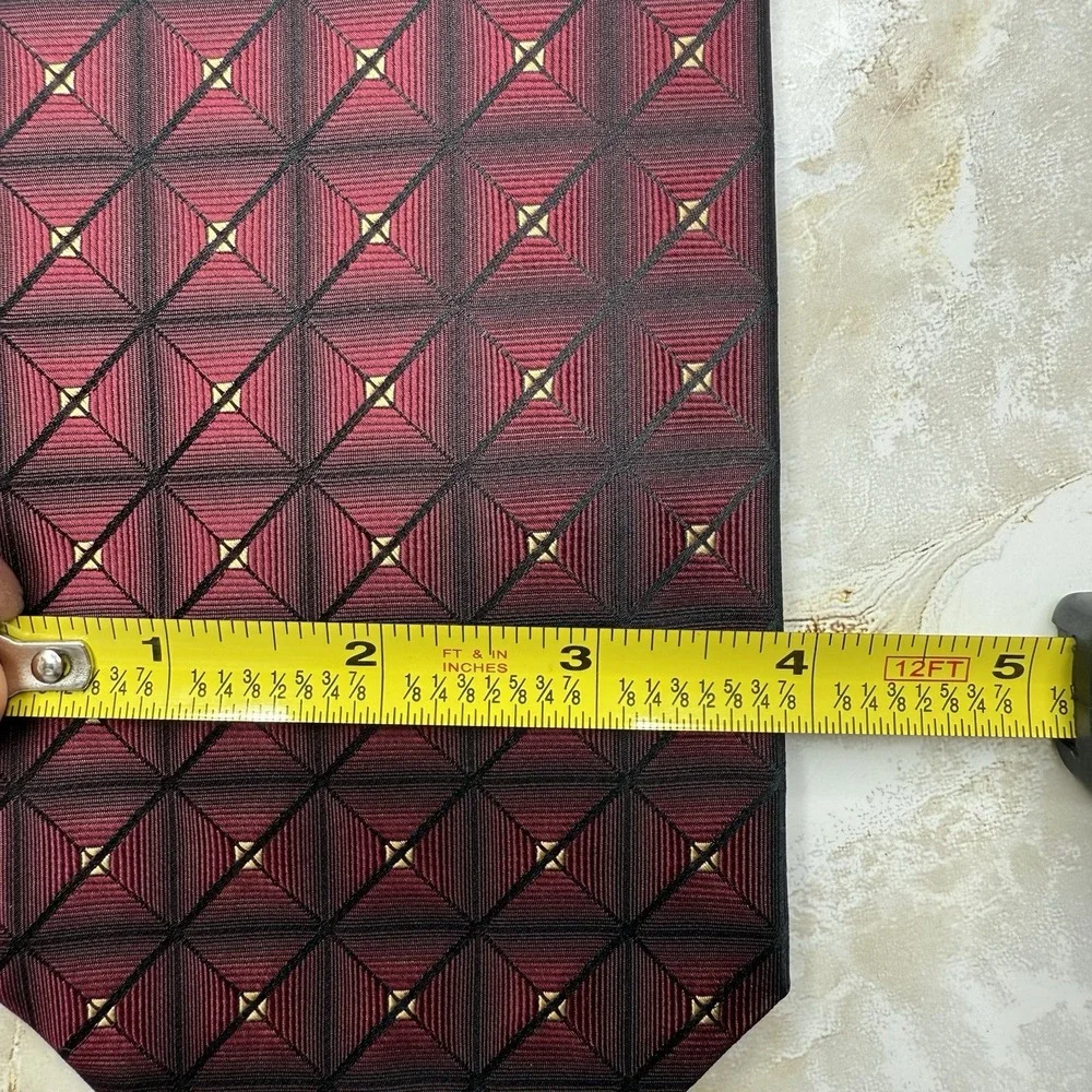 NWOT Jos. A. Bank Silk Tie Burgundy & Black Print 56 1/2